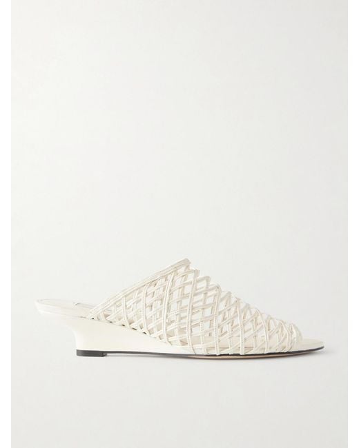 Totême Natural Woven Leather Wedge Mules