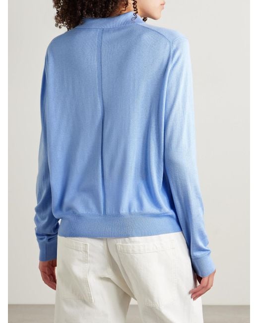La Ligne Blue Ben Oversized-Pullover Aus Einer Mischung Aus Seide, Wolle Und Kaschmir Mit Polokragen