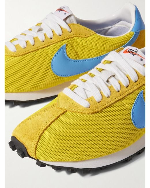 Nike Yellow Ld-1000 Leather And Brushed Suede-Trimmed Mesh Sneakers