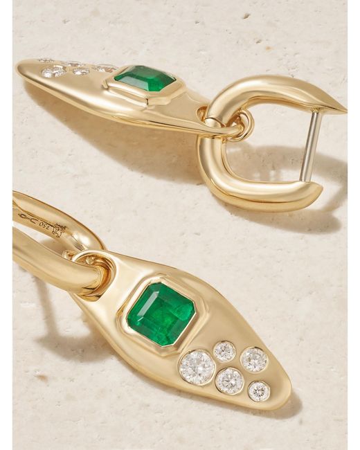 UNIFORM OBJECT Natural Vessel 18-Karat, Emerald And Diamond Earrings