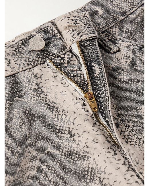 Mother Gray The Hustler Cropped Snake-Print High-Rise Flared Jeans