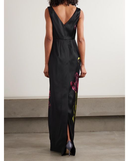 Erdem White Floral-Print Duchesse-Satin Gown