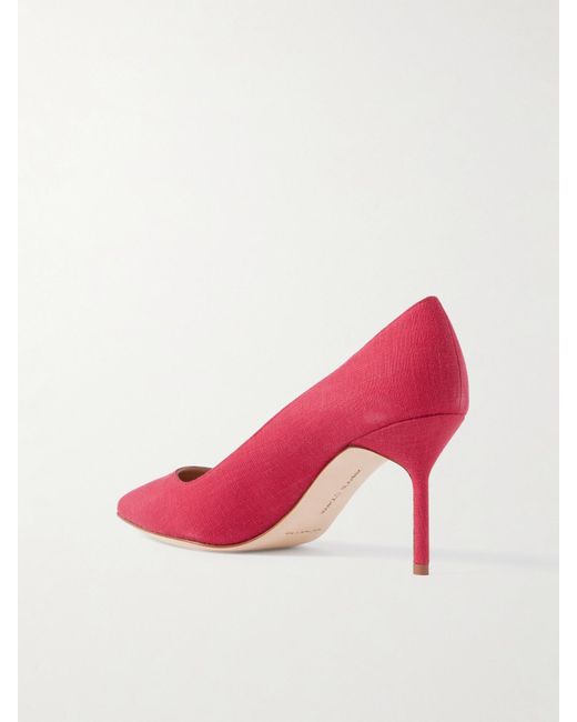 Manolo Blahnik Pink Bb 70 Canvas Pumps