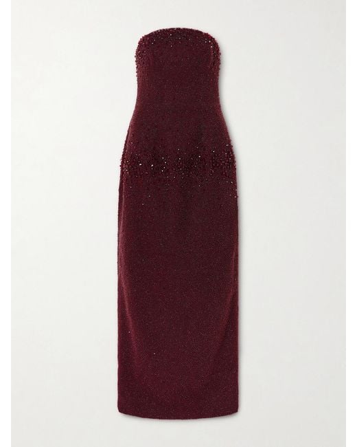 Clio Peppiatt Purple Tina Strapless Embellished Crepe Gown