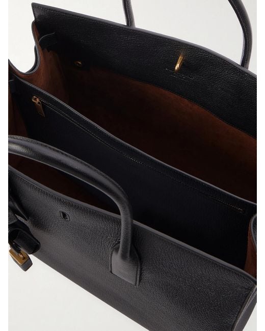 Saint Laurent Black Sac De Jour Large Textured-Leather Shoulder Bag