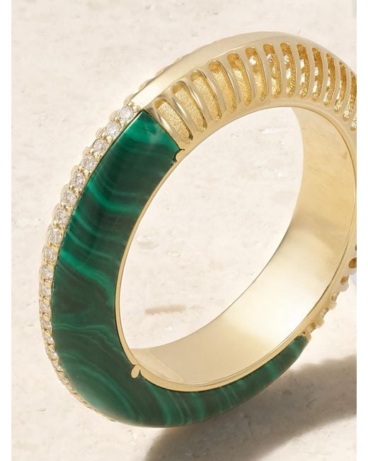 L'Atelier Nawbar Green Bombay Ray 18-Karat, Malachite And Diamond Ring