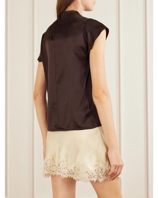 Staud Black Davina Silk-Blend Top