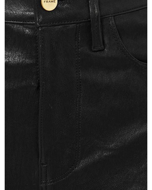 Pantalon Slim Taille Haute En Cuir Le Sylvie FRAME en coloris Black
