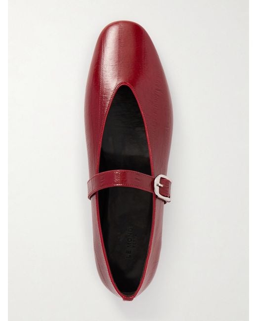 Le Monde Beryl Red Stella Leather Mary Jane Ballet Flats