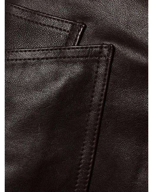 Nili Lotan Black Shon Leather Barrel-Leg Pants