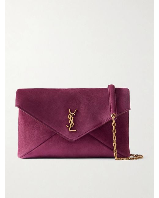 Saint Laurent Purple Cassandre Suede Shoulder Bag