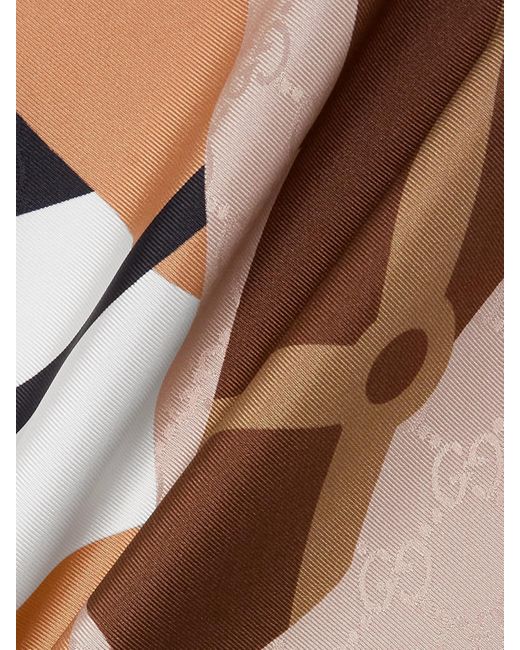 Gucci Brown Equestrian Printed Silk-Twill Scarf
