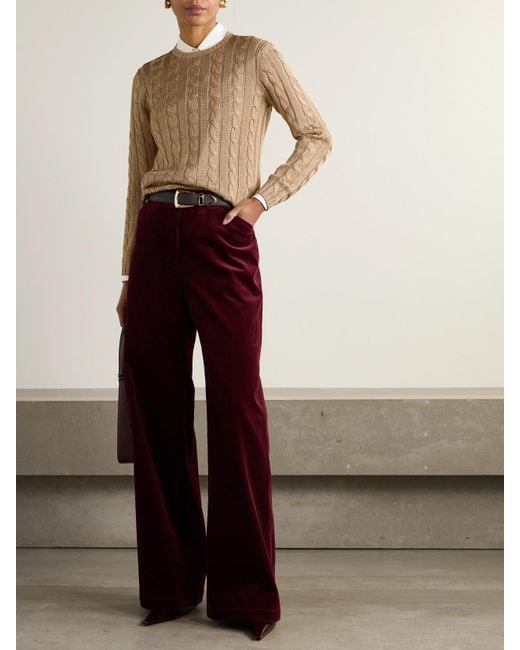 Ralph Lauren Natural Zopfstrickpullover Aus Seide