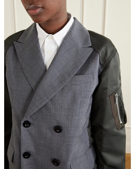 Sacai Black Shell-Trimmed Wool Blazer