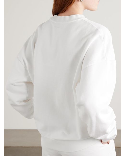 Anine Bing White Miles Embroidered Cotton-Jersey Sweatshirt