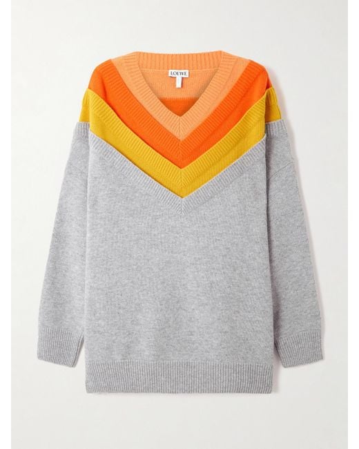 Loewe Gray Layered Wool-Blend Sweater