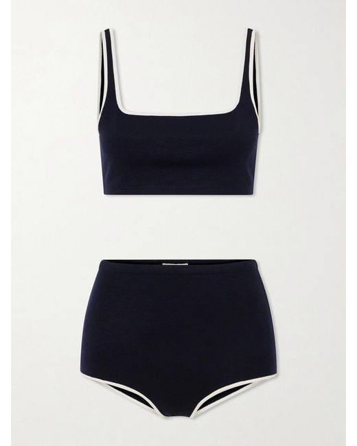 Auralee Blue Wool-Blend Jersey Bikini