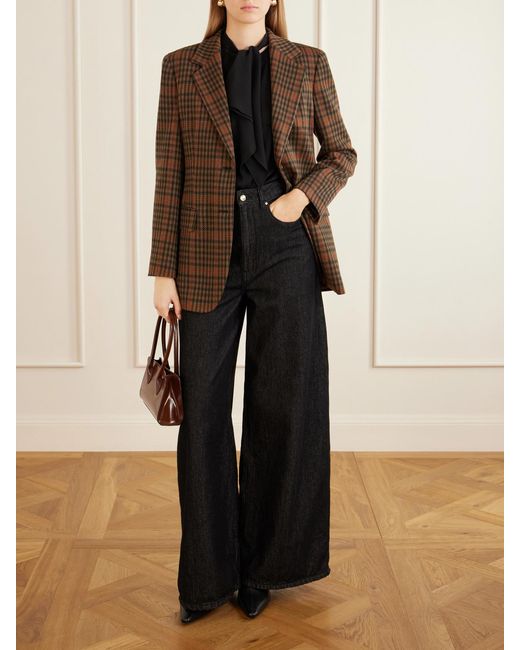 Max Mara Brown Mxmgalgosce Houndstooth Wool And Cotton-Blend Blazer