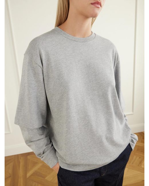 Tibi Gray Perfect T Layered Cotton-Jersey T-Shirt