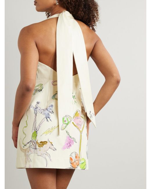 ALÉMAIS White Anouk Colantoni Court Minikleid Aus Biobaumwoll-Twill Mit Neckholder