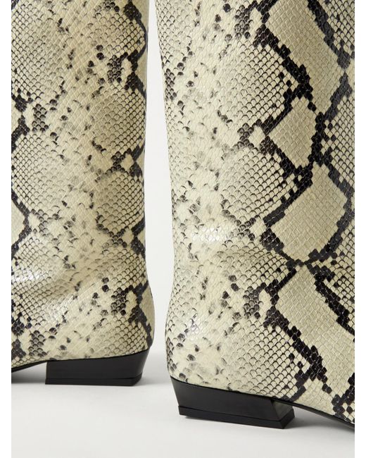 Staud White Wally Snake-Effect Leather Knee Boots