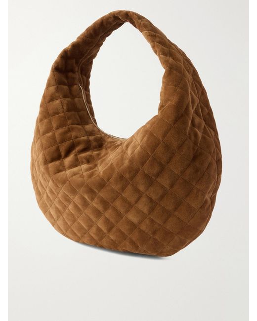 Saint Laurent Brown Icare Matelassé Suede Shoulder Bag
