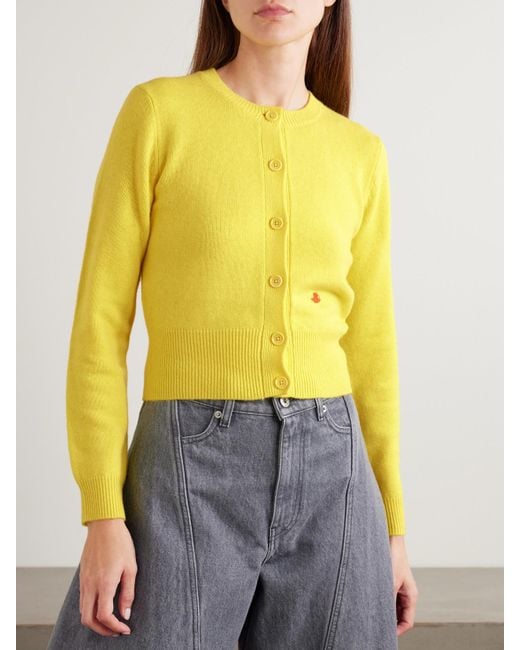 J.W. Anderson Yellow Verkürzter Cardigan Aus Wolle Mit Stickerei