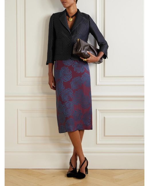 Dries Van Noten Blue Bamie Verkürzter Blazer Aus Jacquard