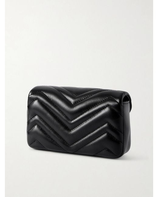 Gucci Black Gg Marmont Mini Matelassé Leather Shoulder Bag