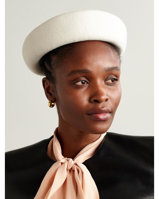 Gigi Burris Millinery Natural Laura Wool-Felt Pillbox Hat