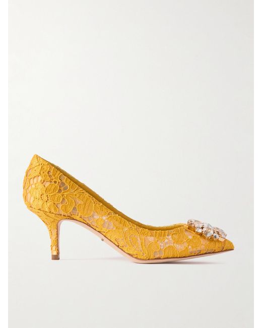 Escarpins En Dentelle Cordonnet À Cristaux Bellucci Dolce & Gabbana en coloris Metallic