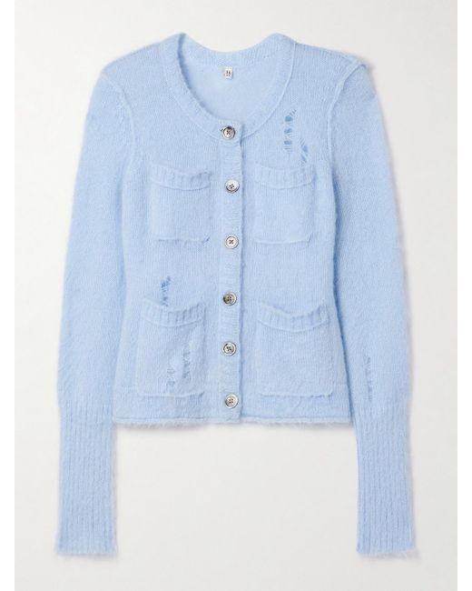 R13 Blue Gestrickter Cardigan Mit Distressed-Details