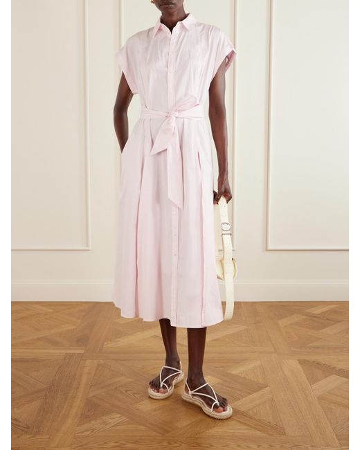 Polo Ralph Lauren Pink The Championship Wimbledon Belted Striped Cotton-Poplin Midi Dress