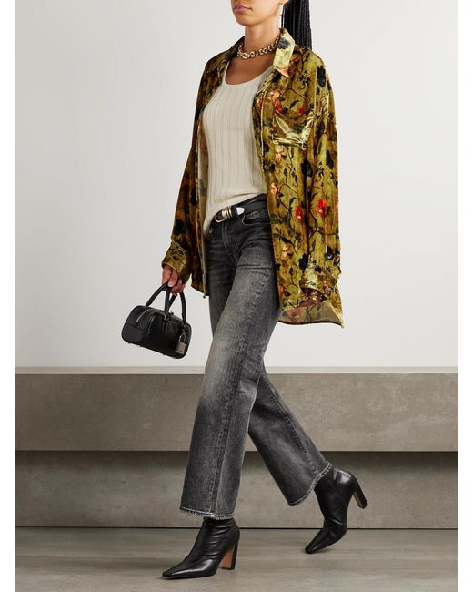 R13 Gray Joan Kick Mid-Rise Flared Jeans