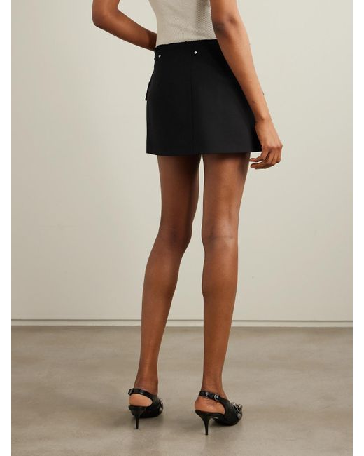Dion Lee Black Minirock Aus Einer Wollmischung Mit Fransen, Verzierungen Und Wickeleffekt