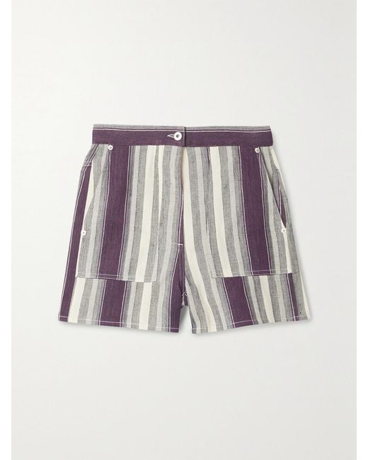 Loewe Multicolor Paula's Ibiza Striped Linen And Cotton-Blend Shorts