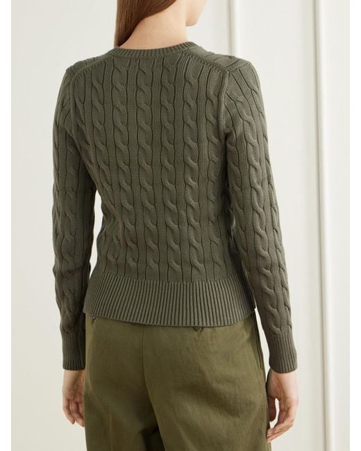 Polo Ralph Lauren Green Cable-Knit Cotton Cardigan