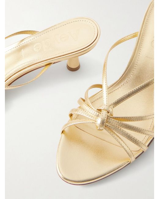 Aeyde Natural Abby Metallic Leather Mules
