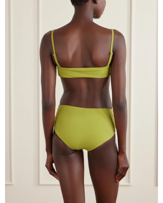 Christopher Esber Green Ruched Prong Bandeau Bikini Top