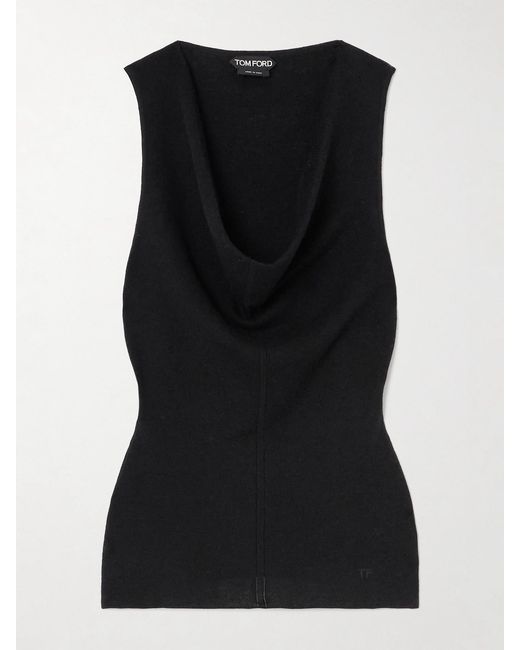 Tom Ford Black Draped Wool Tank