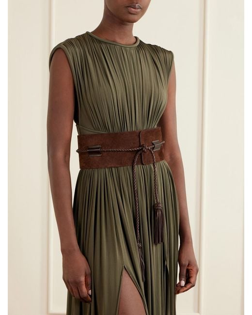 DEHANCHE Brown Sedona Tasseled Leather-Trimmed Suede Belt