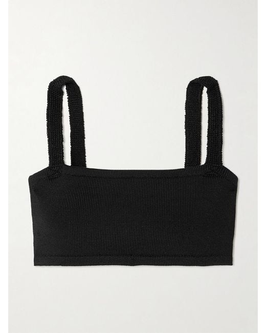 Calle Del Mar Black Ribbed-Knit Bandeau Top