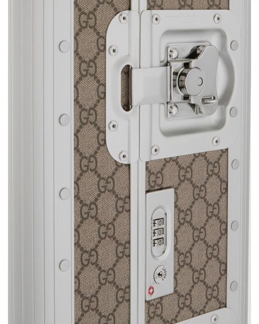 Gucci Gray Fpm Milano Monogrammed Coated-Canvas And Aluminum Suitcase
