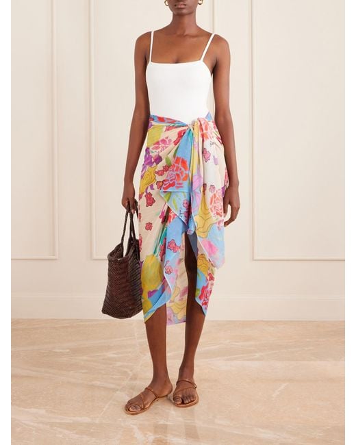 Donde Esteban White Flores Floral-Printed Cotton And Modal-Blend Pareo