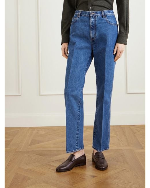 Loro Piana Blue Brooke High-Rise Straight-Leg Jeans