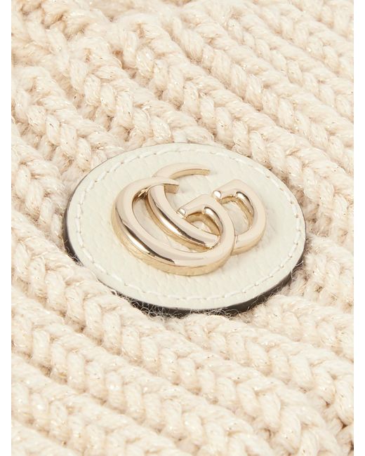 Gucci Natural Victor Appliquéd Ribbed Metallic Wool-Blend Beanie