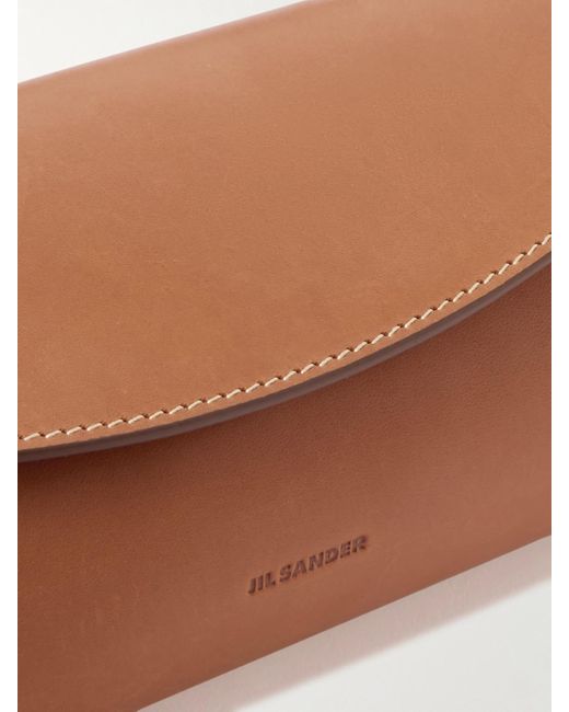 Jil Sander Brown Kleine Schultertasche Aus Leder