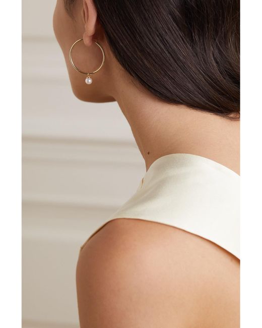 Mateo White Large 14-Karat Pearl Hoop Earrings