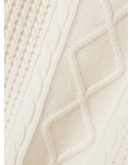 Perfect Moment Natural Crystal Cable-Knit Merino Wool Sweater