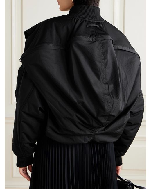Jean Paul Gaultier Black Oversized Hooded Shell Bomber Jacket